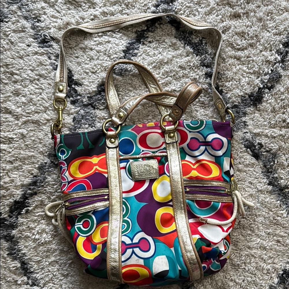 Coach Multicolor Poppy Collection Signature C Pattern Purse